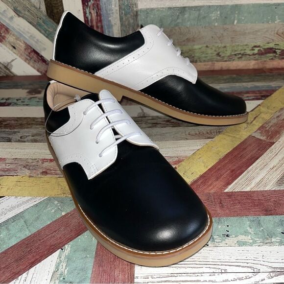 Elephantito Golfers Black & White Saddle Shoes Big Boys NWT Leather SZE 6 - Picture 1 of 11